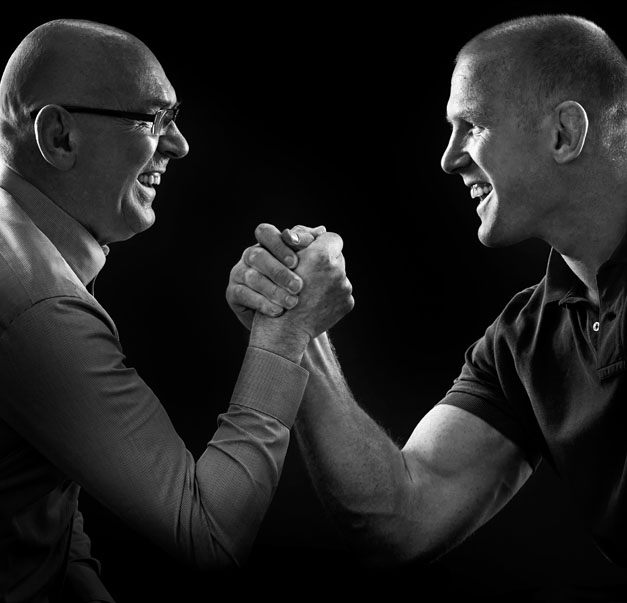 Paul O'Connell and his dad Mick, showing their competitive nature for our Faces of Limerick collection.  